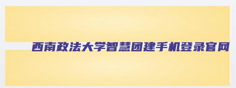 西南政法大学智慧团建手机登录官网