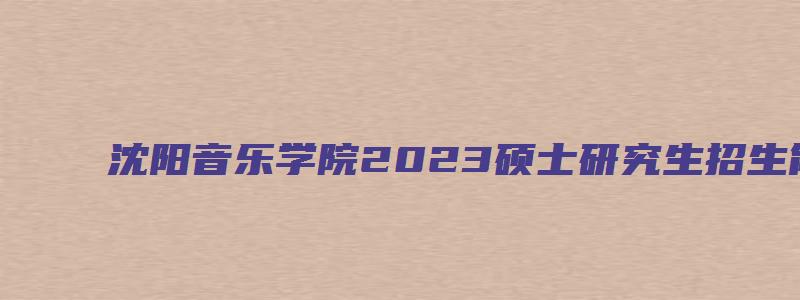 沈阳音乐学院2023硕士研究生招生简章电话