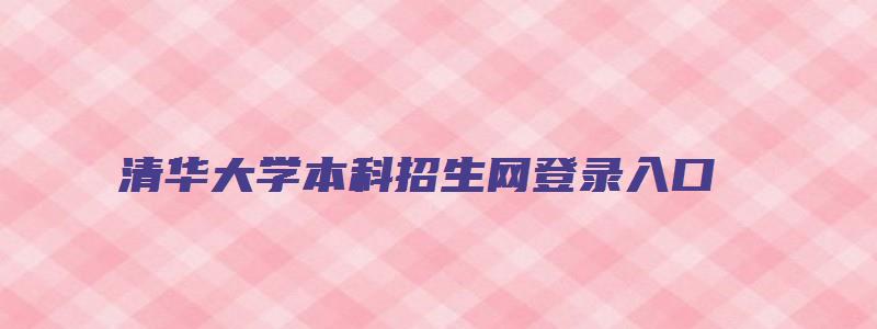 清华大学本科招生网登录入口