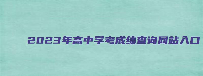 2023年高中学考成绩查询网站入口