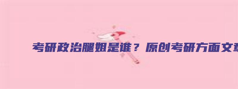 考研政治腿姐是谁？原创考研方面文章