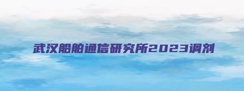 武汉船舶通信研究所2023调剂