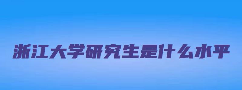 浙江大学研究生是什么水平