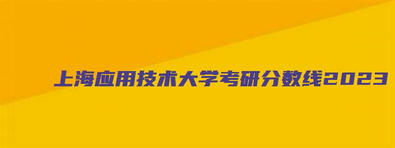 上海应用技术大学考研分数线2023