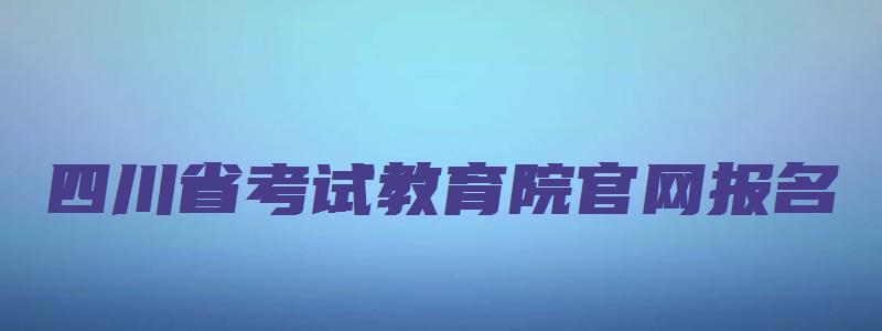 四川省考试教育院官网报名