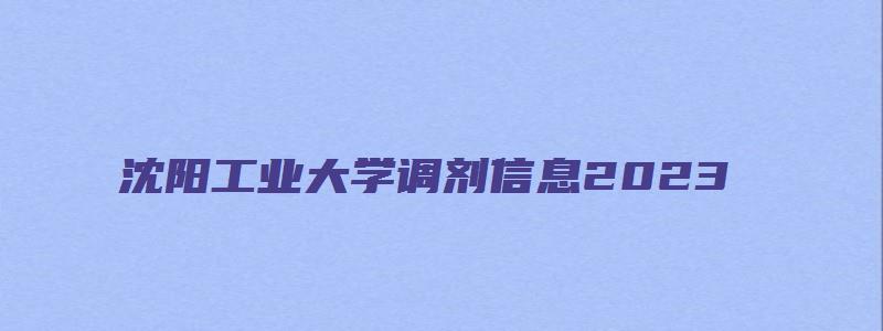 沈阳工业大学调剂信息2023