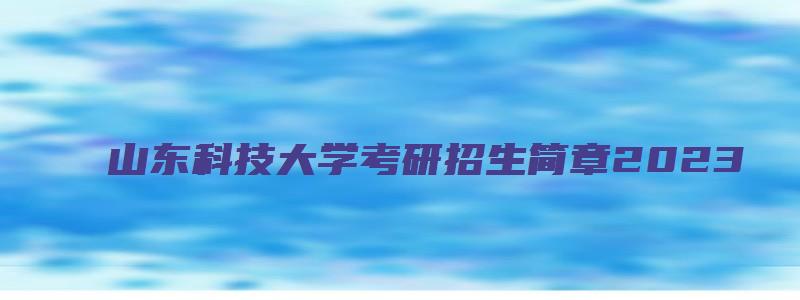 山东科技大学考研招生简章2023