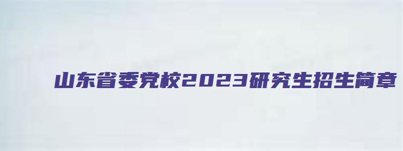 山东省委党校2023研究生招生简章