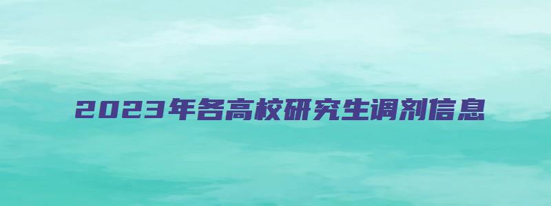 2023年各高校研究生调剂信息