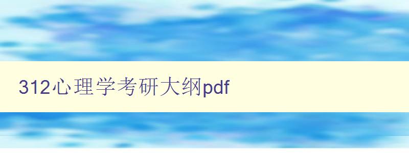 312心理学考研大纲pdf