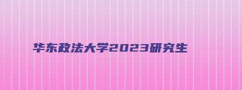 华东政法大学2023研究生