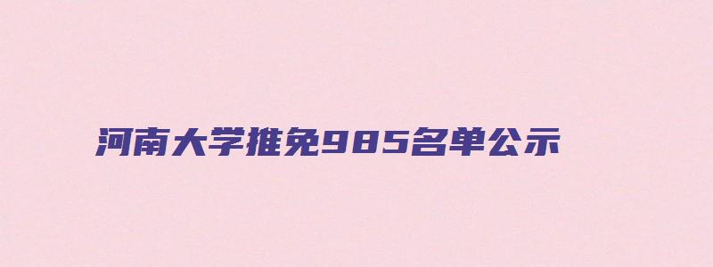 河南大学推免985名单公示