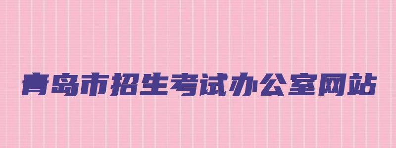 青岛市招生考试办公室网站