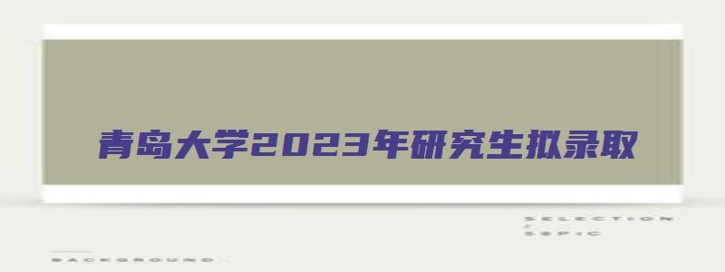 青岛大学2023年研究生拟录取