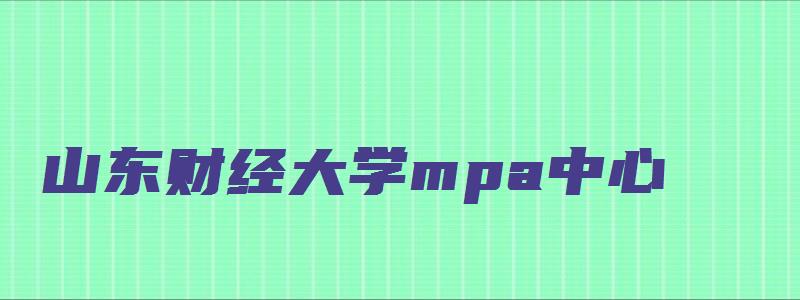 山东财经大学mpa中心