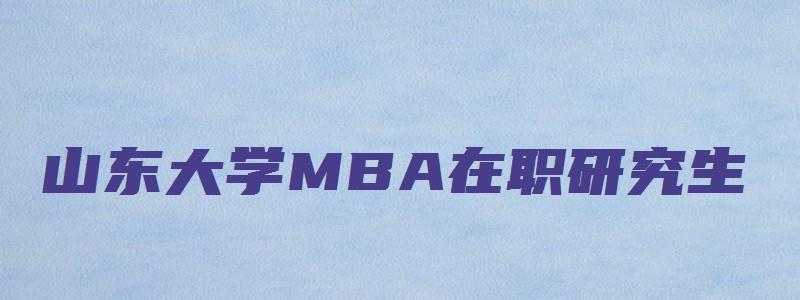 山东大学MBA在职研究生