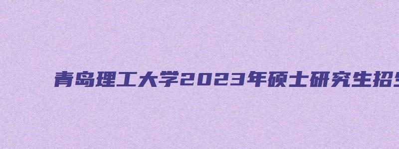 青岛理工大学2023年硕士研究生招生简章