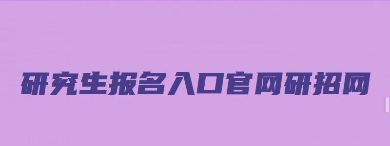 研究生报名入口官网研招网