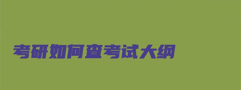 考研如何查考试大纲