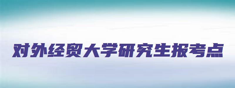 对外经贸大学研究生报考点