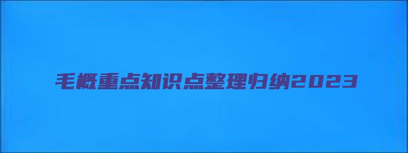 毛概重点知识点整理归纳2023