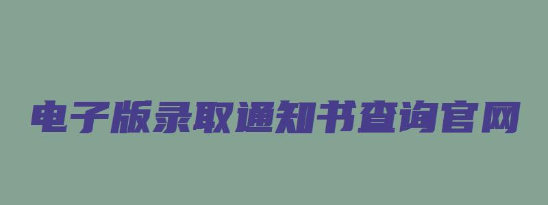 电子版录取通知书查询官网