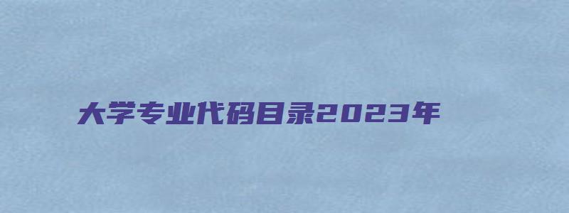 大学专业代码目录2023年