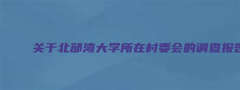 关于北部湾大学所在村委会的调查报告