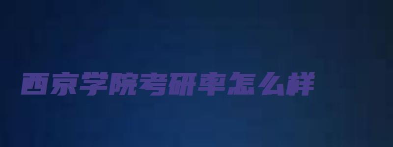 西京学院考研率怎么样