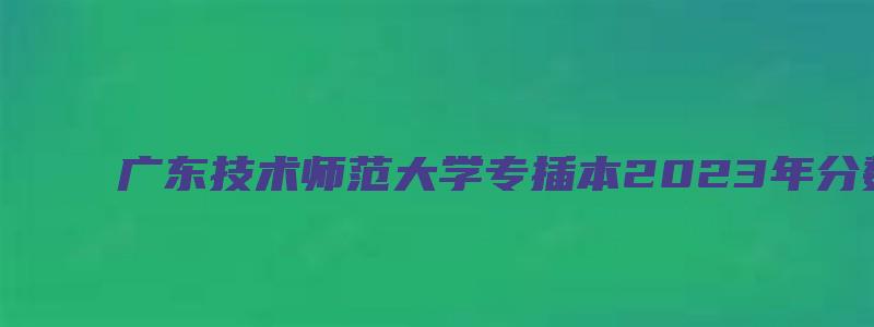 广东技术师范大学专插本2023年分数线