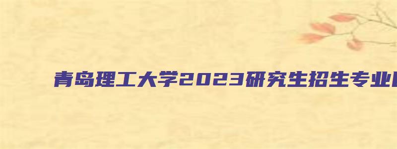 青岛理工大学2023研究生招生专业目录