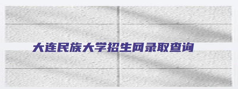 大连民族大学招生网录取查询