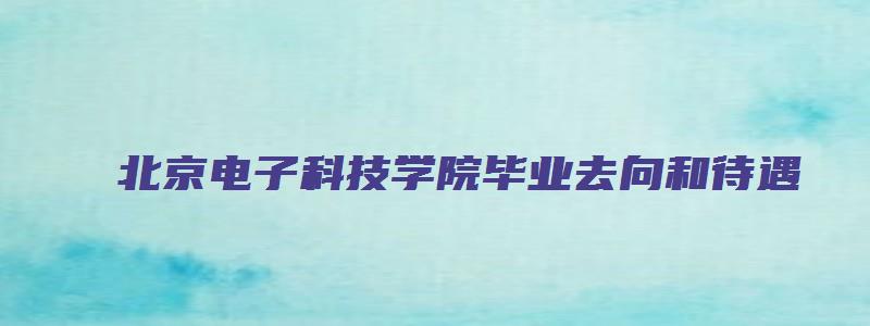 北京电子科技学院毕业去向和待遇