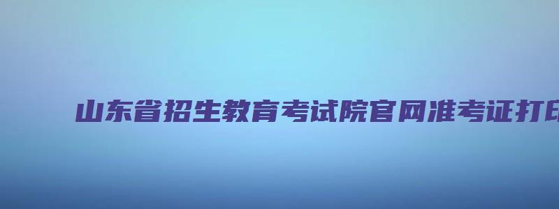 山东省招生教育考试院官网准考证打印