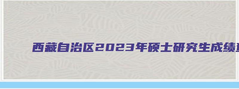 西藏自治区2023年硕士研究生成绩查询