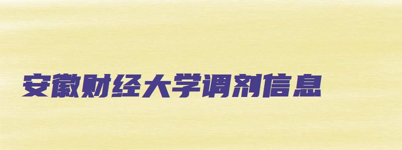 安徽财经大学调剂信息