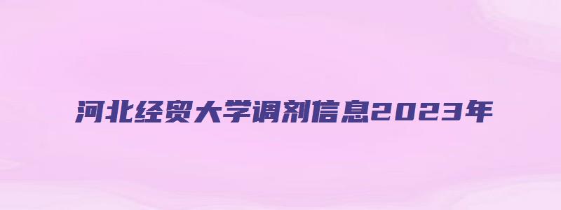 河北经贸大学调剂信息2023年