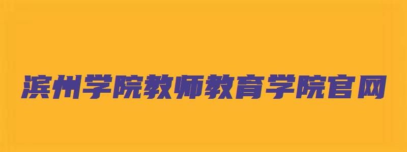 滨州学院教师教育学院官网