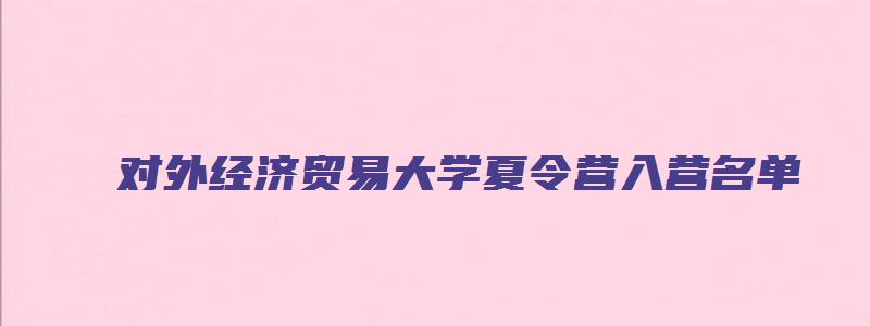 对外经济贸易大学夏令营入营名单