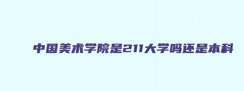 中国美术学院是211大学吗还是本科