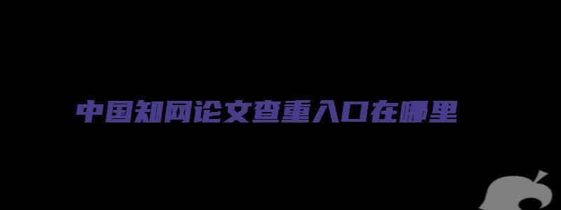 中国知网论文查重入口在哪里