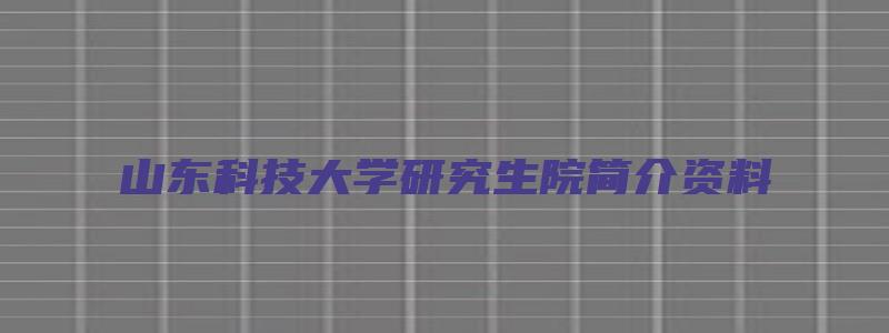 山东科技大学研究生院简介资料