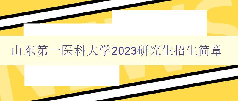 山东第一医科大学2023研究生招生简章