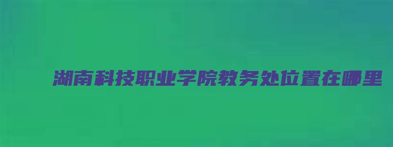 湖南科技职业学院教务处位置在哪里