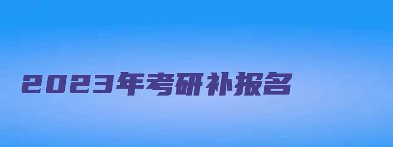 2023年考研补报名