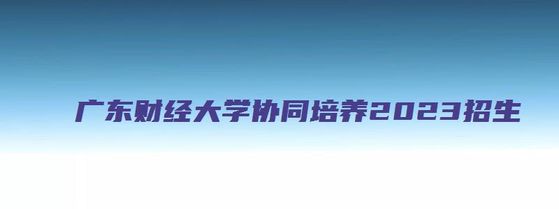 广东财经大学协同培养2023招生