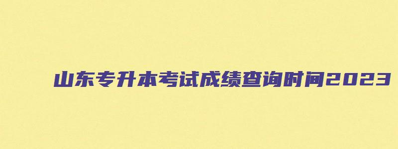 山东专升本考试成绩查询时间2023