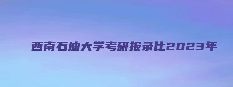 西南石油大学考研报录比2023年