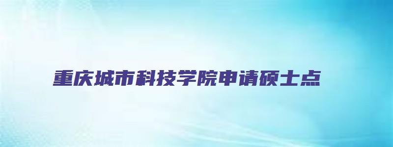 重庆城市科技学院申请硕士点