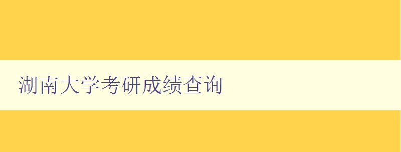 湖南大学考研成绩查询